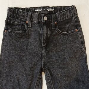 Old Navy Kids 8 "Slouchy Straight" Black Distressed Denim High Waist Jeans